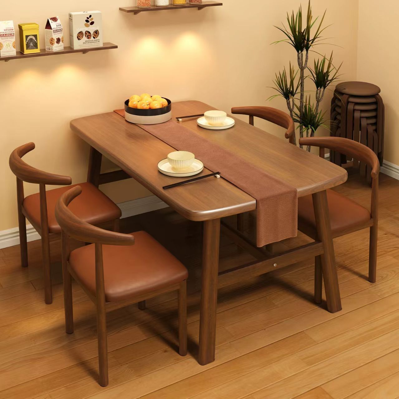 Modern minimalist rectangular table and chair set