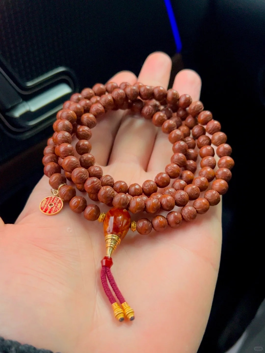 [Patinated Vintage] Prayer Beads with Beeswax & Gilt Accessories | Multi-Wrap Curio Bracelet Collectible