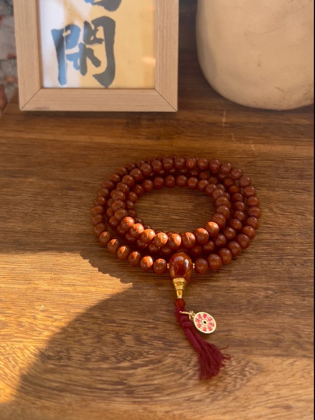 [Patinated Vintage] Prayer Beads with Beeswax & Gilt Accessories | Multi-Wrap Curio Bracelet Collectible
