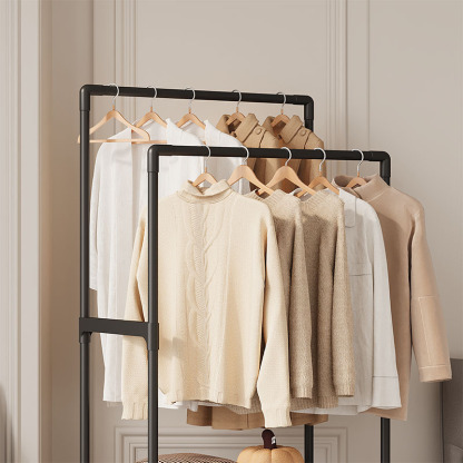 Movable floor-standing clothes hanger