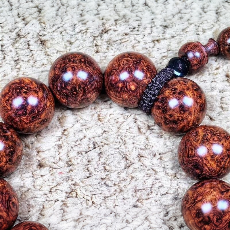 Unique Hainan golden-bottom purple oil pear bracelet with full burls and scars