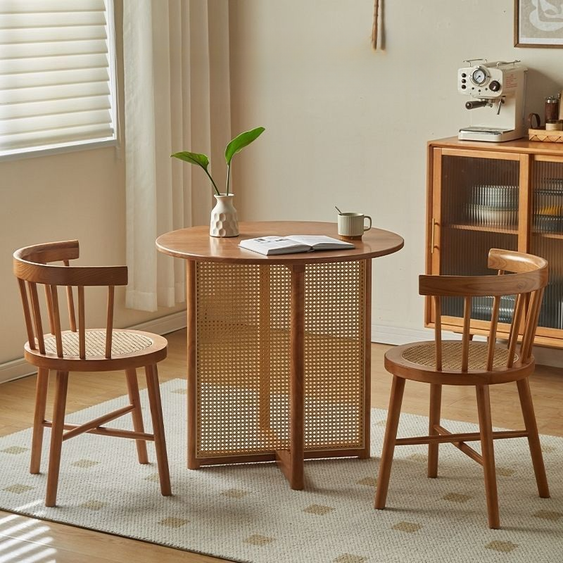 Simple solid wood rattan dining table