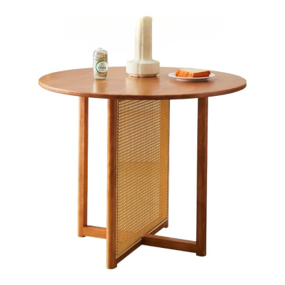Simple solid wood rattan dining table