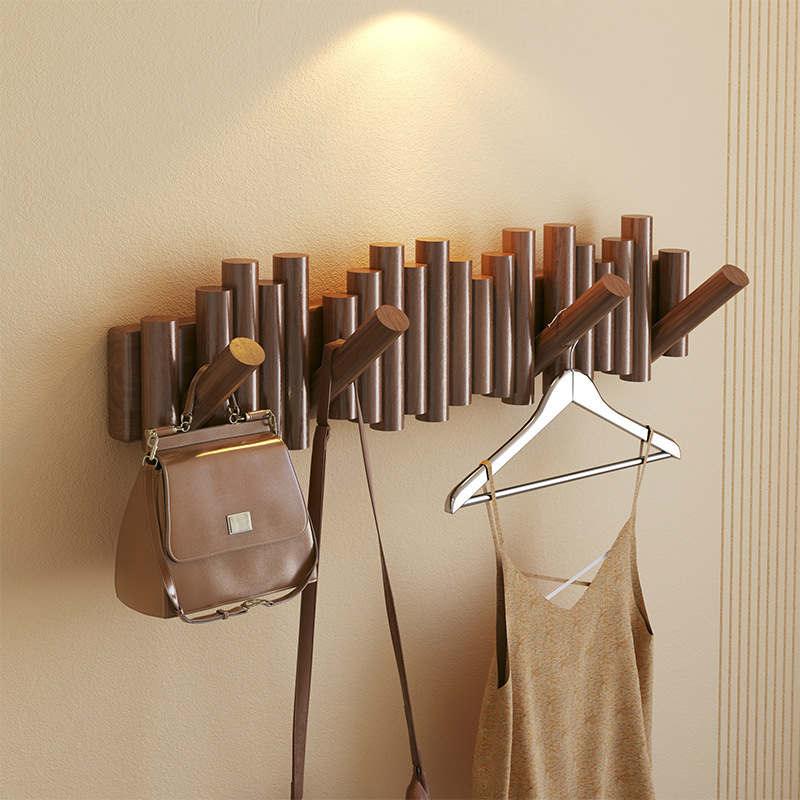 Solid wood piano key coat rack without drilling holes