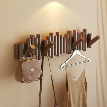 Solid wood piano key coat rack without drilling holes