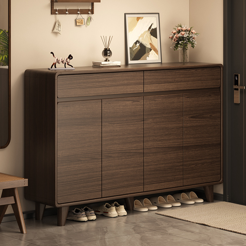 Chinese-style solid wood entry door shoe cabinet