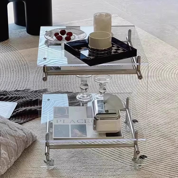 Acrylic mobile cart side table