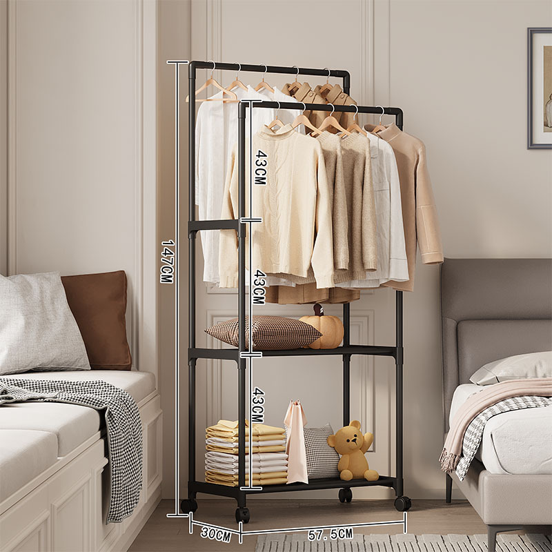 Movable floor-standing clothes hanger