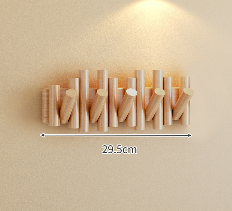 Solid wood piano key coat rack without drilling holes