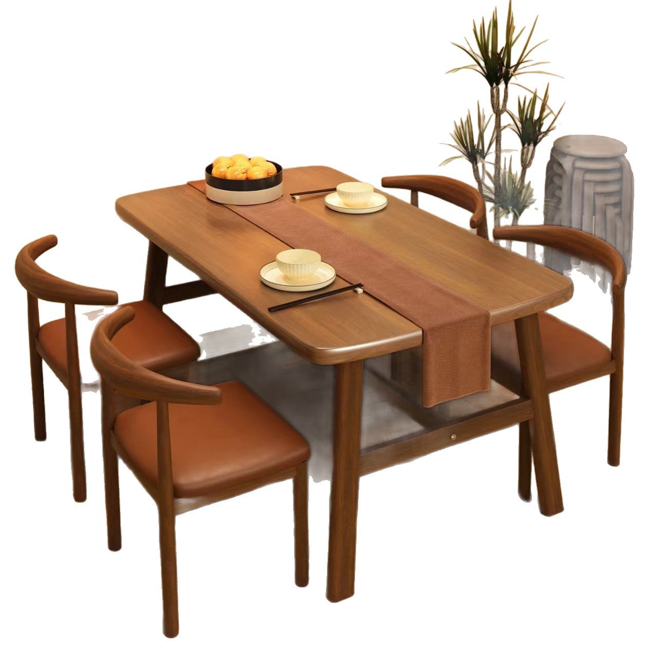 Modern minimalist rectangular table and chair set