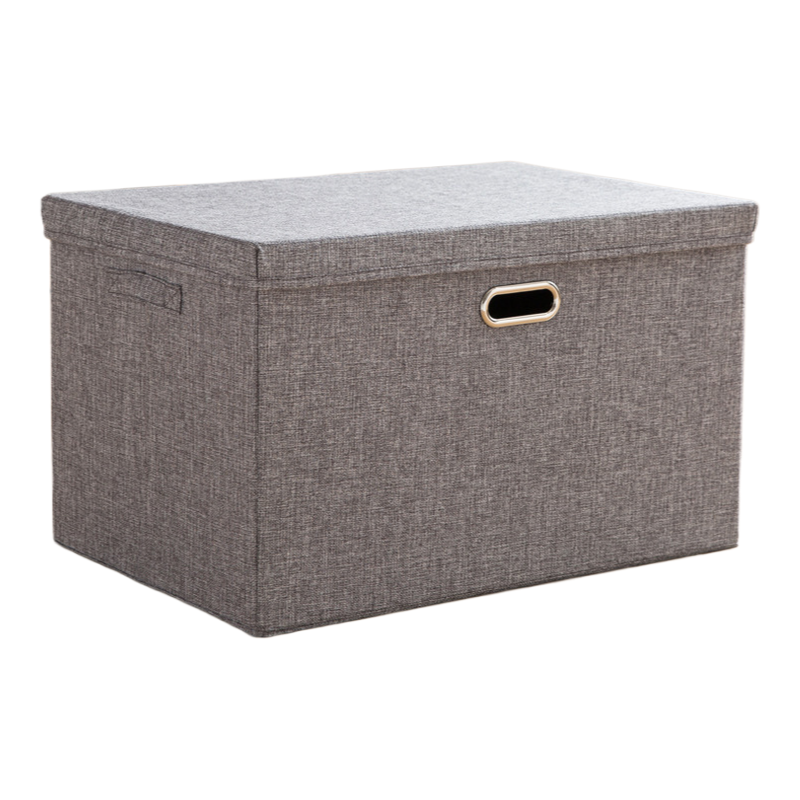 Collapsible cotton and linen storage box with lid