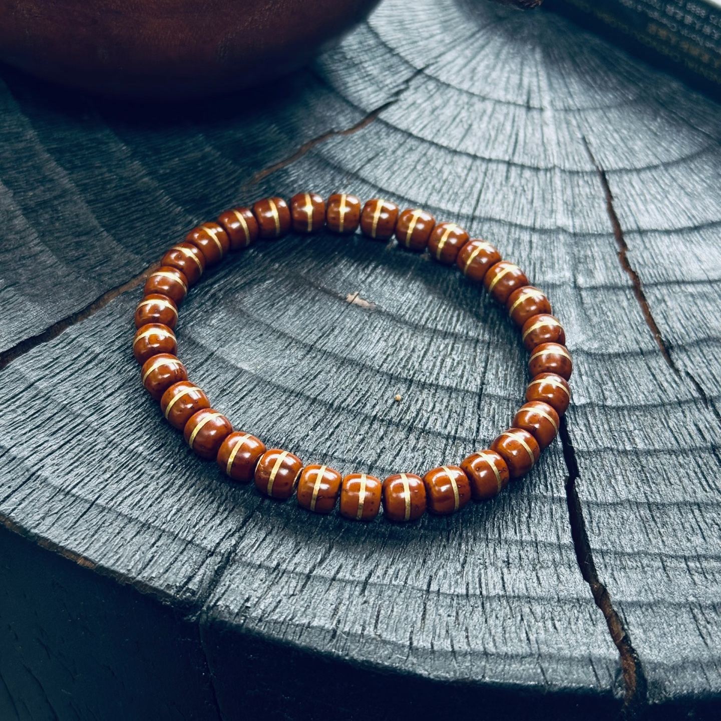 [Curio Set] Gold-Inlaid Vintage Bead Bracelet + Premium Curio Walnuts + Crocodile-Pattern Leather Curio Pouch | Men's Handheld Collectible Set