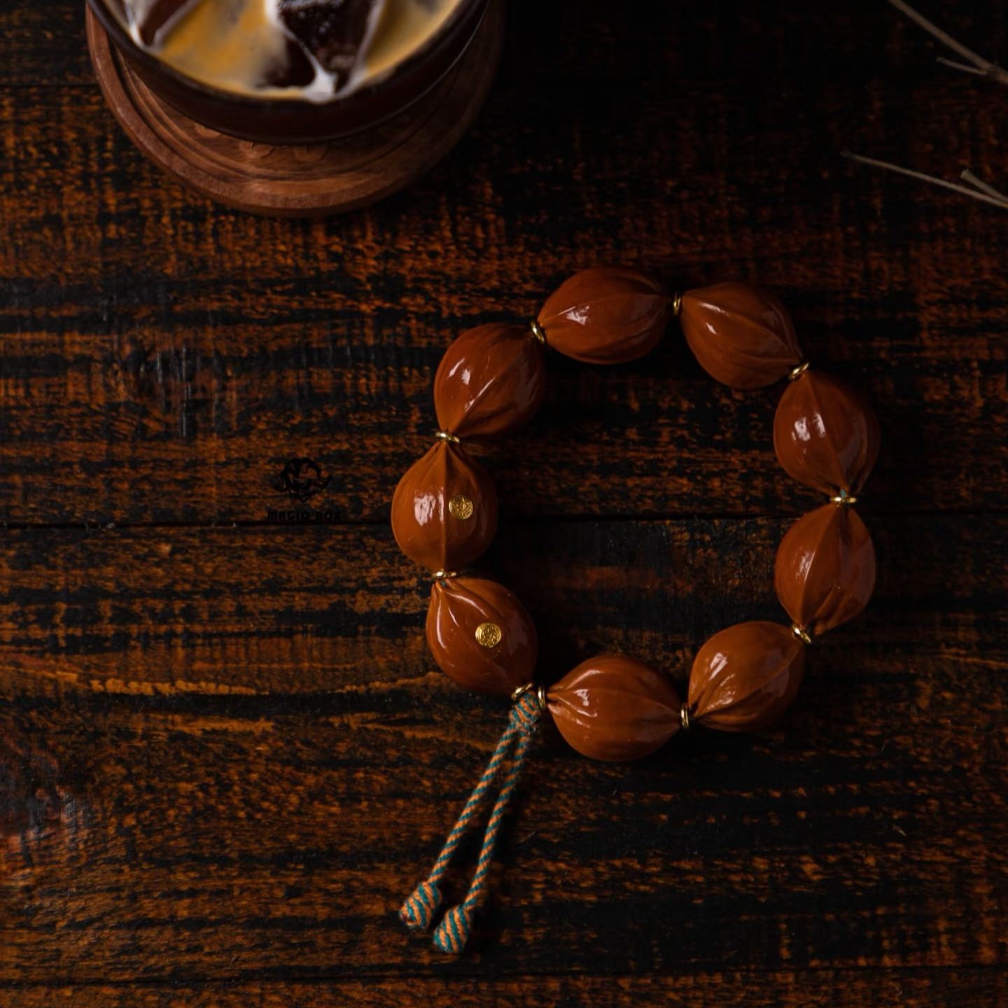 [Vintage Olive Pit Bracelet] Gold-Inlaid Single-Wrap Bracelet | High-Oil Texture Curio Handpiece