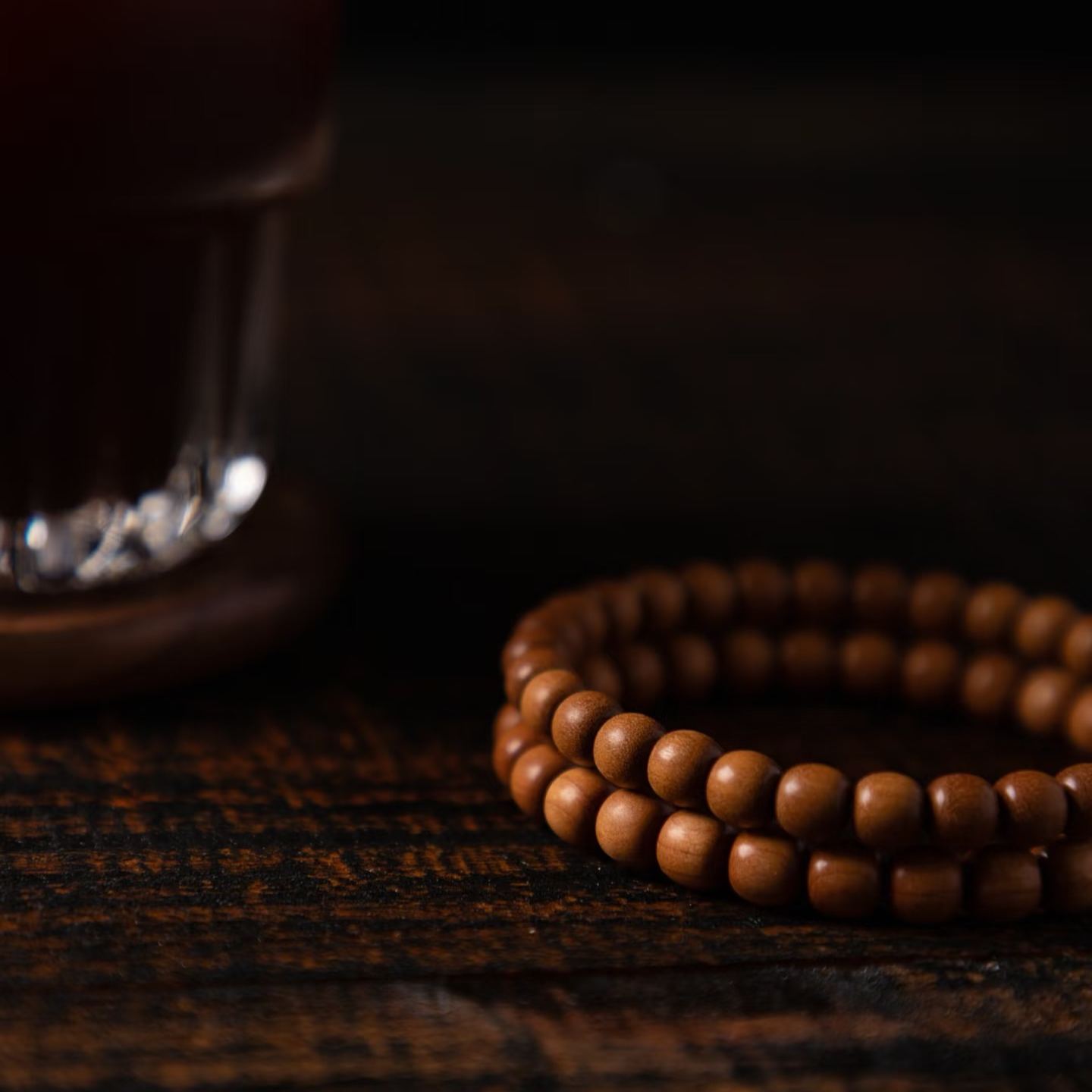 [Vintage Fine-Bead Wood Bracelet] Multi-Wrap Curio Bracelet | Smooth Texture Handpiece for Playing & Decoration