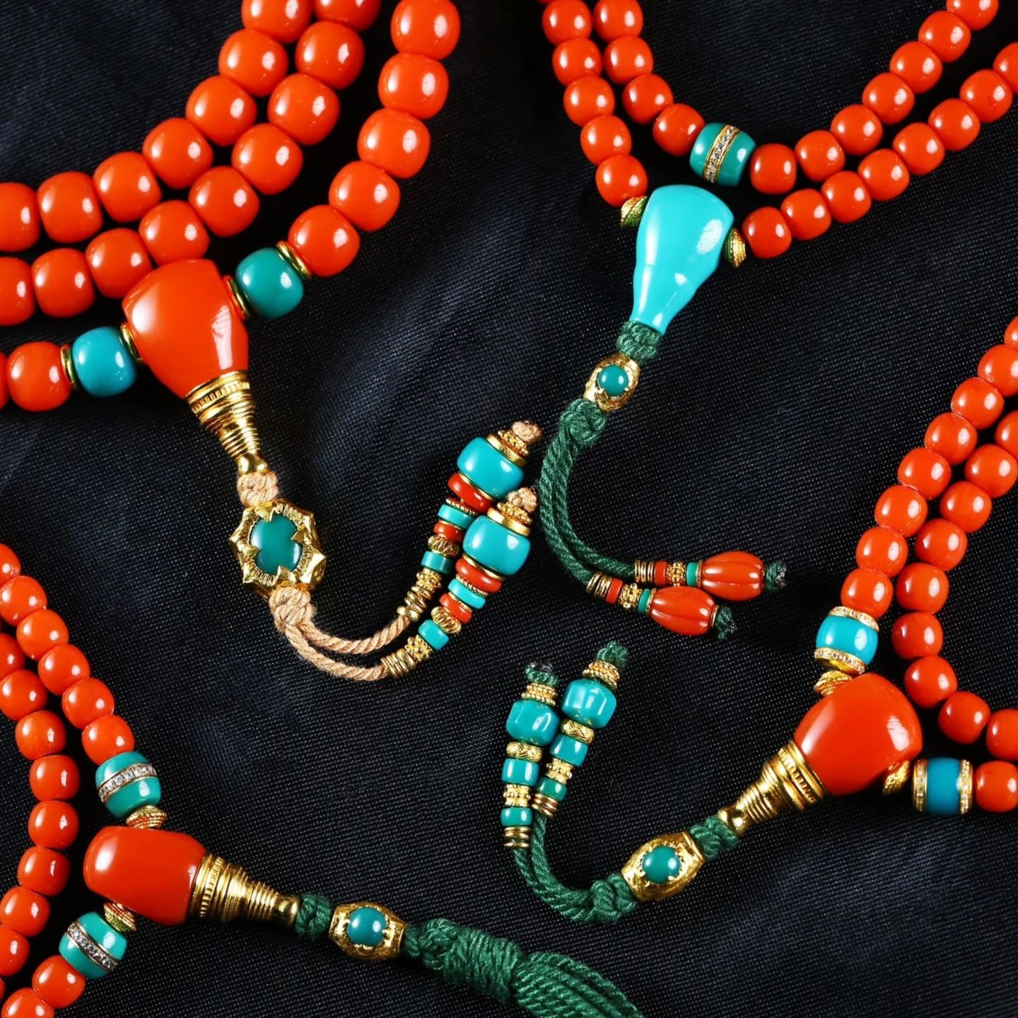 [Tibetan-Style Exquisite Workmanship] Southern Red Agate 108 Prayer Beads with Turquoise & Gilt Accessories | Multi-Wrap Curio Bracelet Collectible Pendant