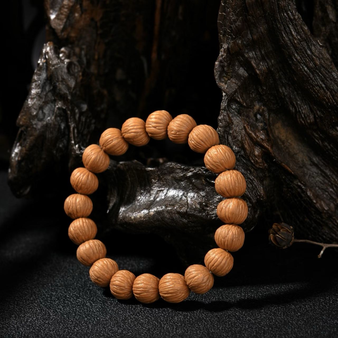 [Finely Polished High-Density] Small Walnut Single-Wrap Curio Bracelet | Natural Grain Handpiece for Patina & Wearing
