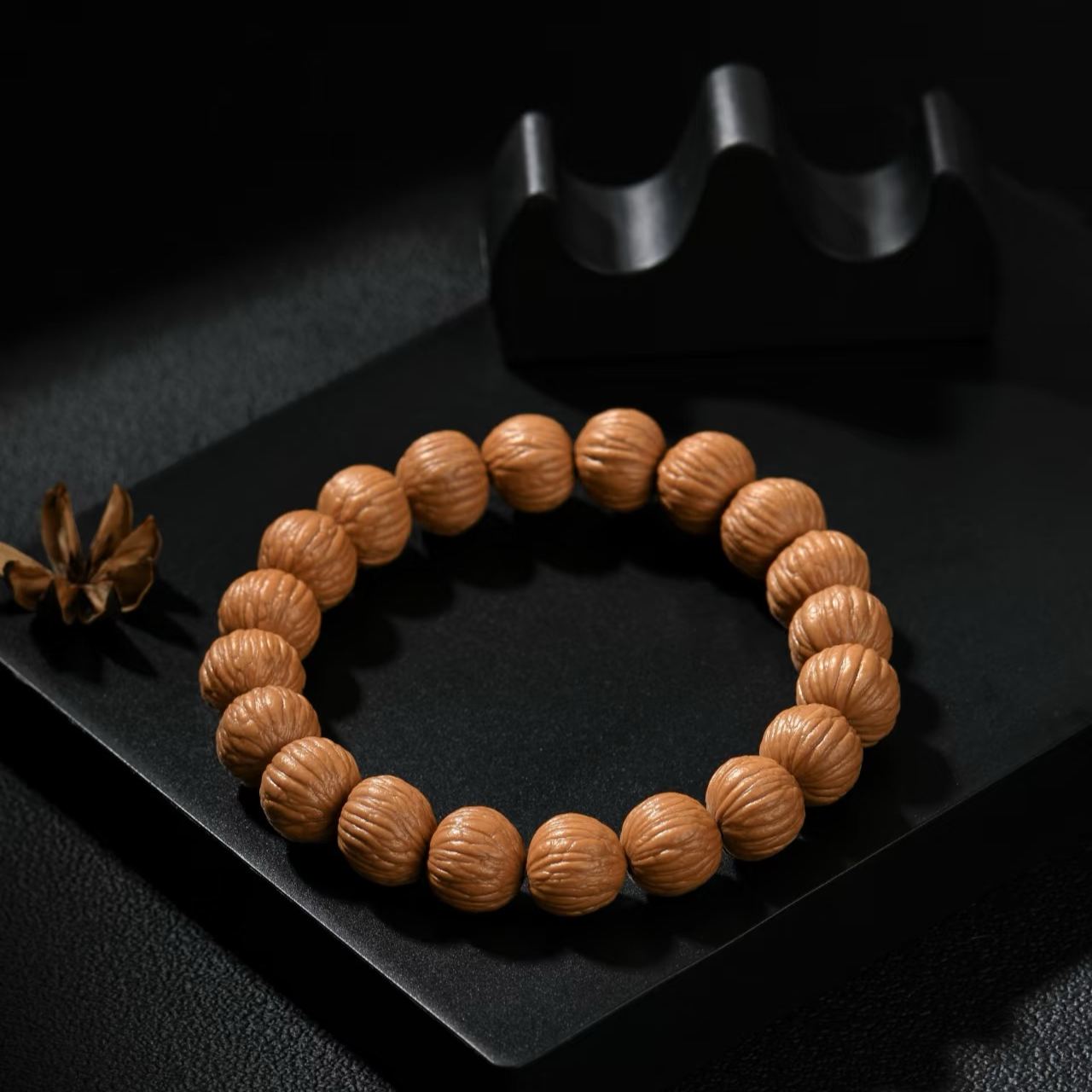 [Finely Polished High-Density] Small Walnut Single-Wrap Curio Bracelet | Natural Grain Handpiece for Patina & Wearing