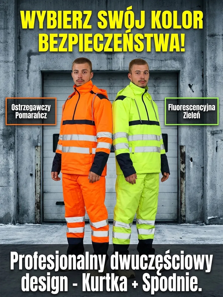 Męski Gruby Zestaw Przeciwdeszczowy 2-częściowy | Wysoka Widoczność Odblaskowa | Wodoodporny Komplet na Motocykl i Rower | Ochrona przed Ulewą i Wiatrem