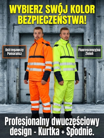 Męski Gruby Zestaw Przeciwdeszczowy 2-częściowy | Wysoka Widoczność Odblaskowa | Wodoodporny Komplet na Motocykl i Rower | Ochrona przed Ulewą i Wiatrem