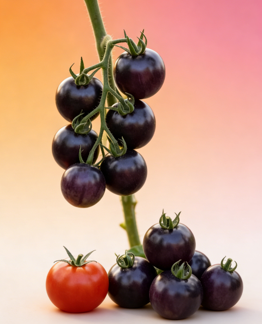 Nasiona Pomidora Blueberry: Unikalna Odmiana Fioletowa, Bogata w Antocyjany | Wysoka Wydajność & Słodki Smak (Nowość z Instytutu Agrotechniki)