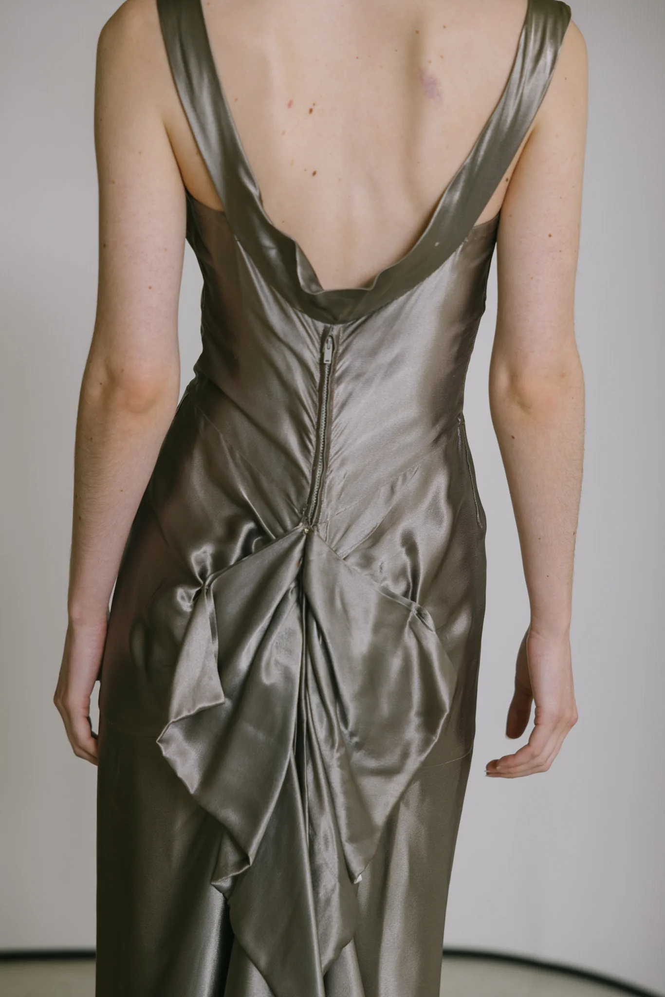 Sculpted Silk Ruched Evening Gown