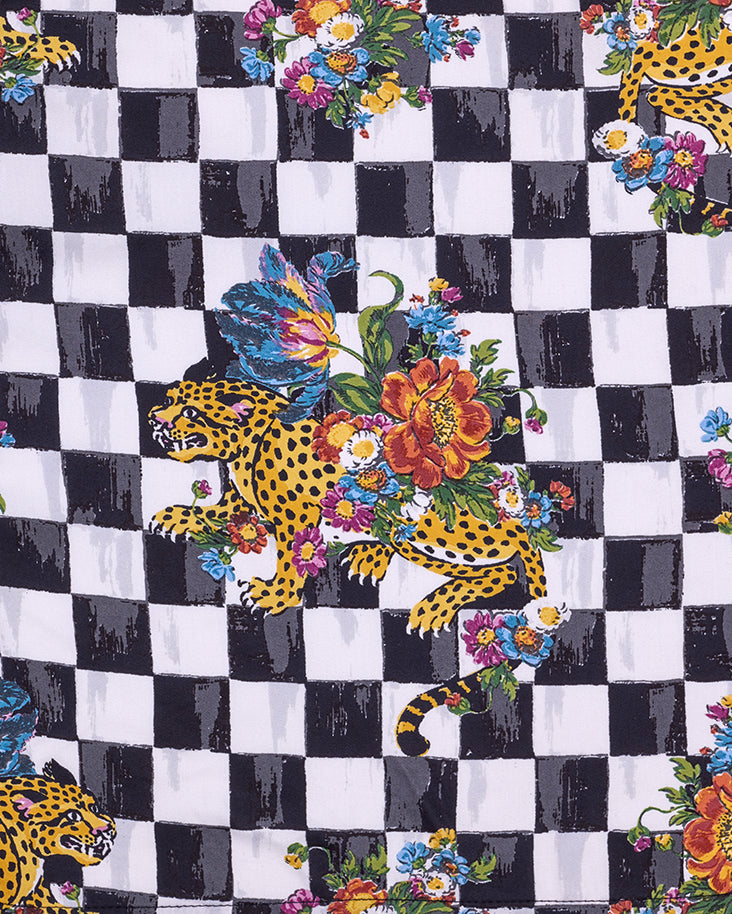 Court-Style Plaid Pajama Set - Eco-Friendly Satin - Floral Pattern