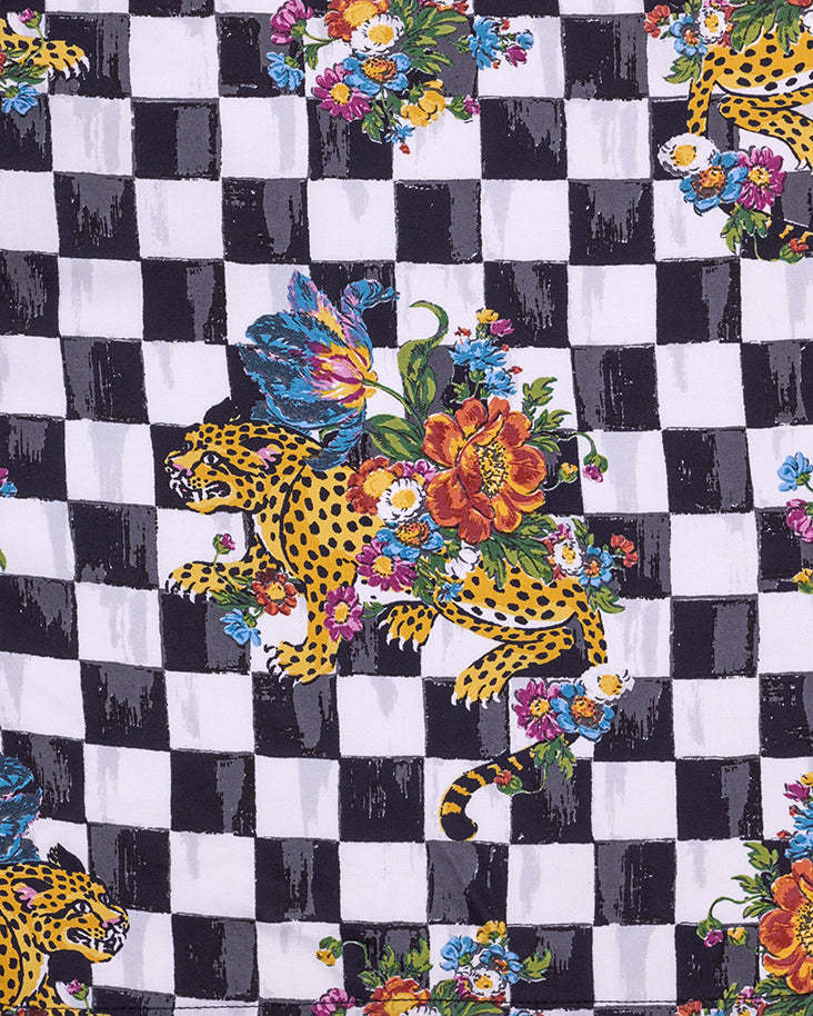 Court-Style Plaid Pajama Set - Eco-Friendly Satin - Floral Pattern