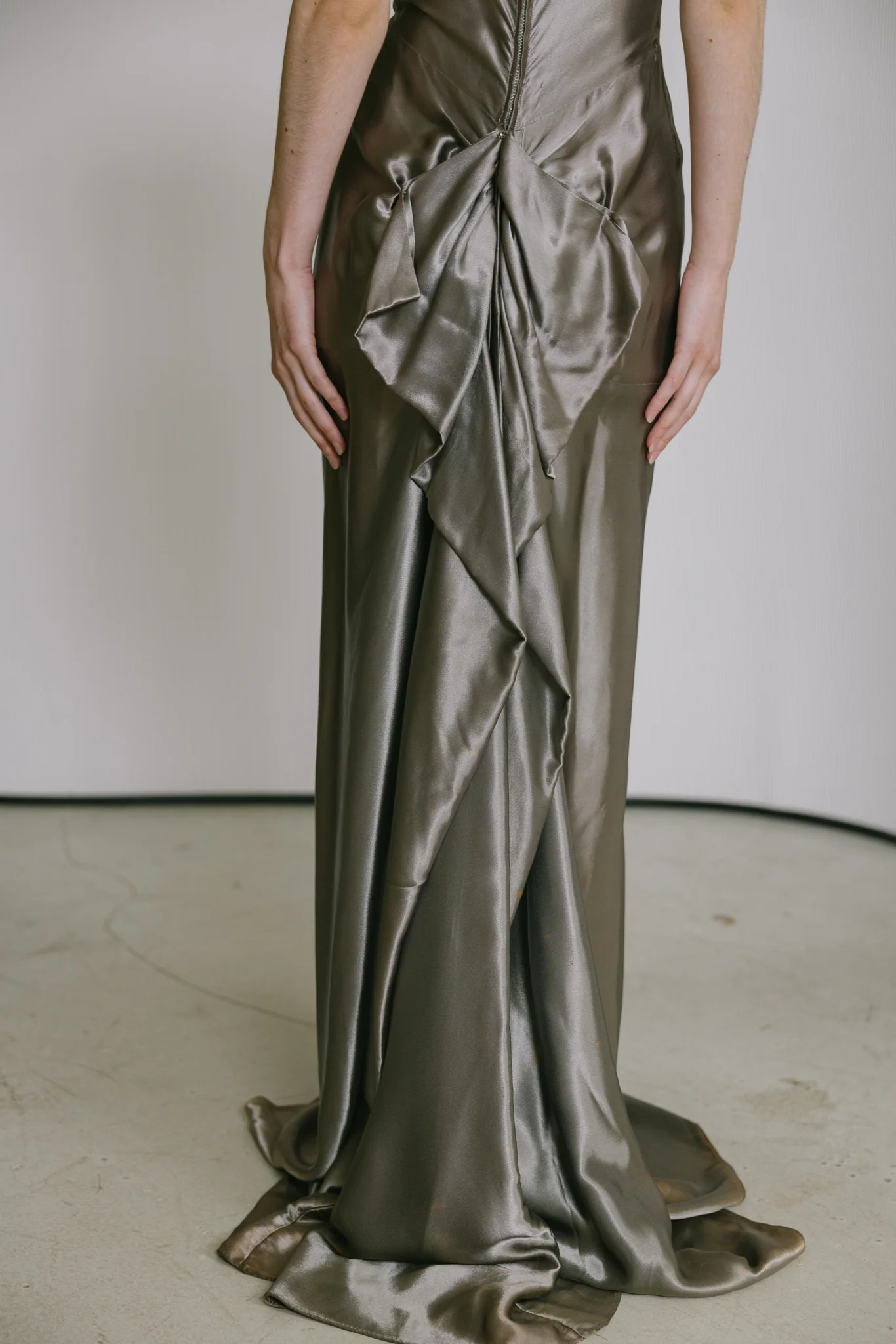 Sculpted Silk Ruched Evening Gown