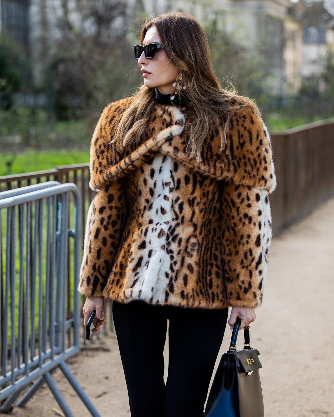 Detachable Scarf Leopard Print Jacket
