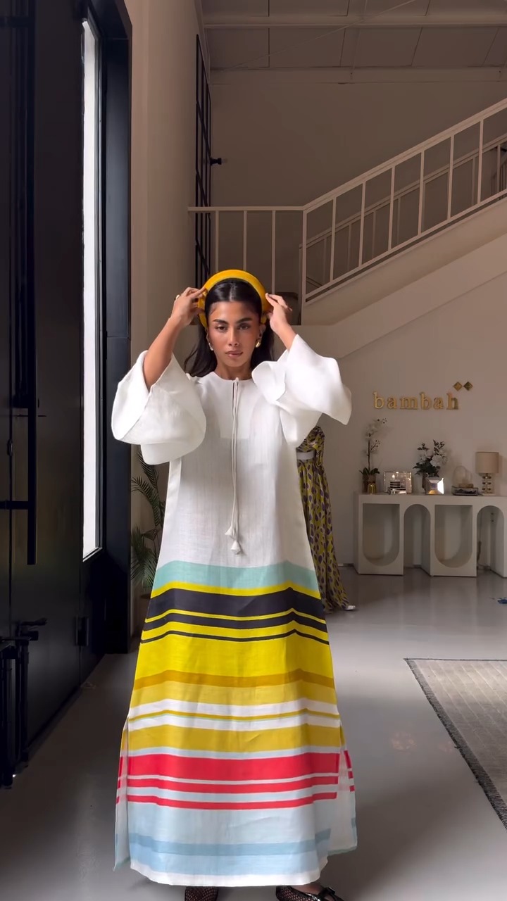 Linen Striped Casual Maxi Dress