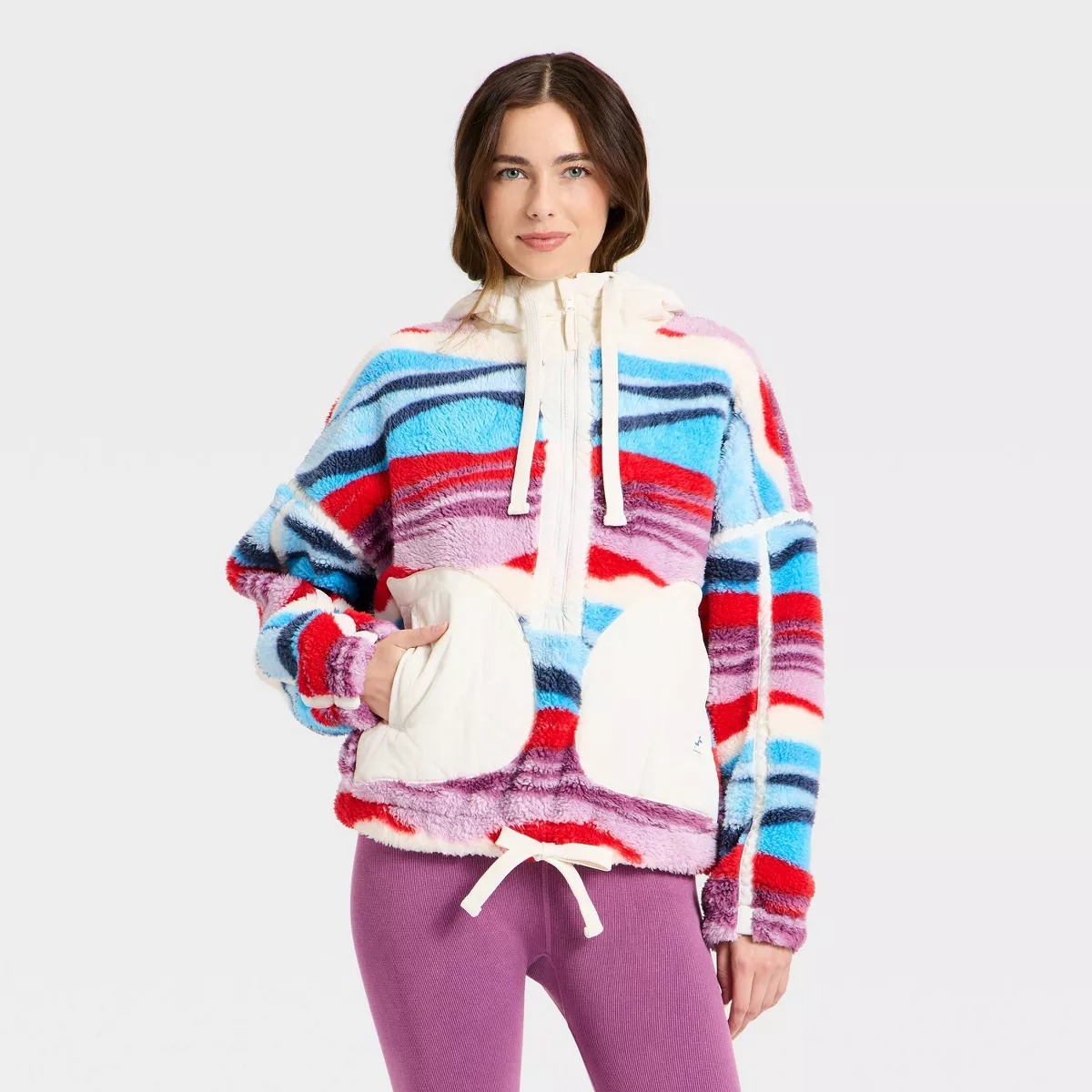 Color-Blocked High-Fleece Half-Zip Jacket