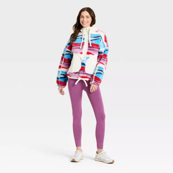 Color-Blocked High-Fleece Half-Zip Jacket