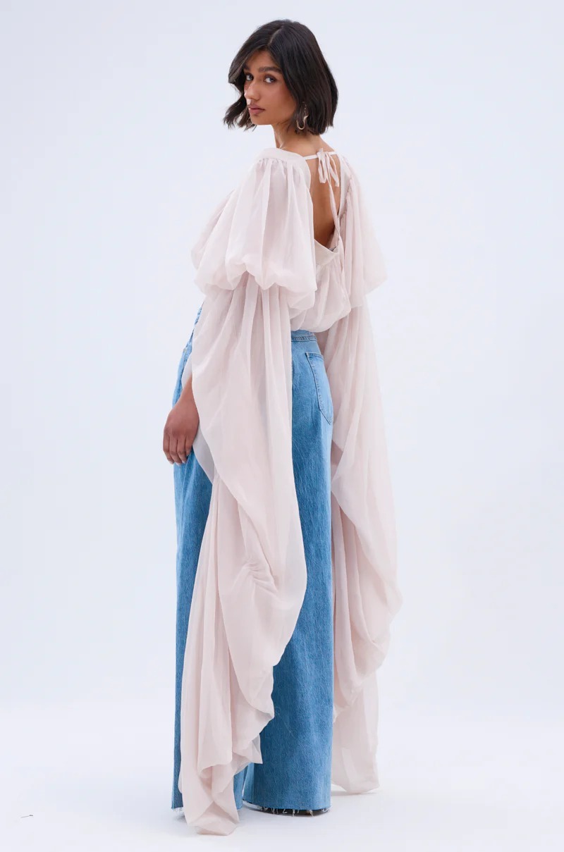 Slouchy Square Neck Long Sleeve Blouse Top