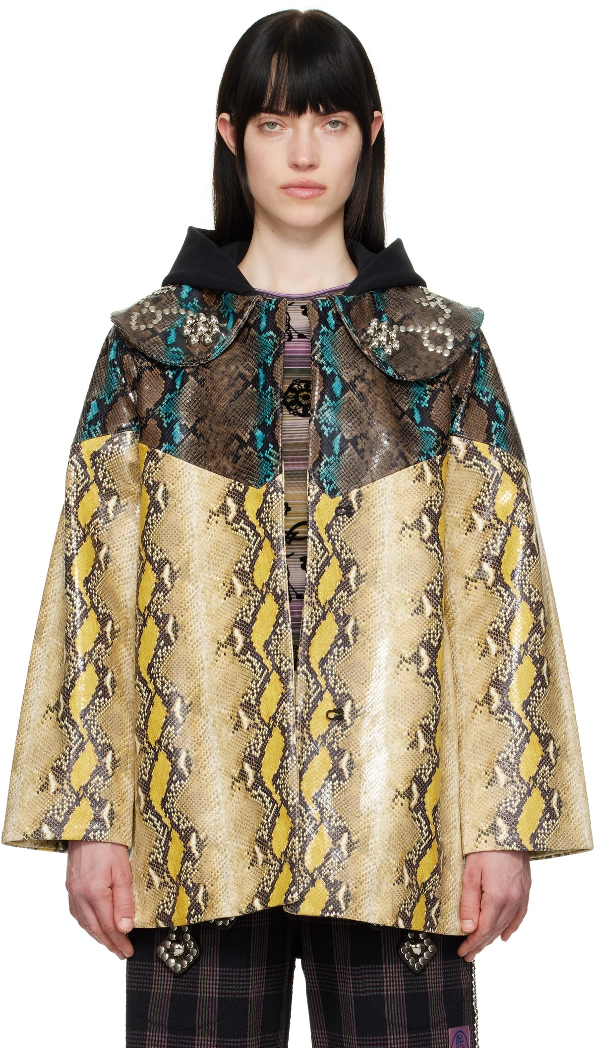 Snake-Embossed Patent Leather Jacket