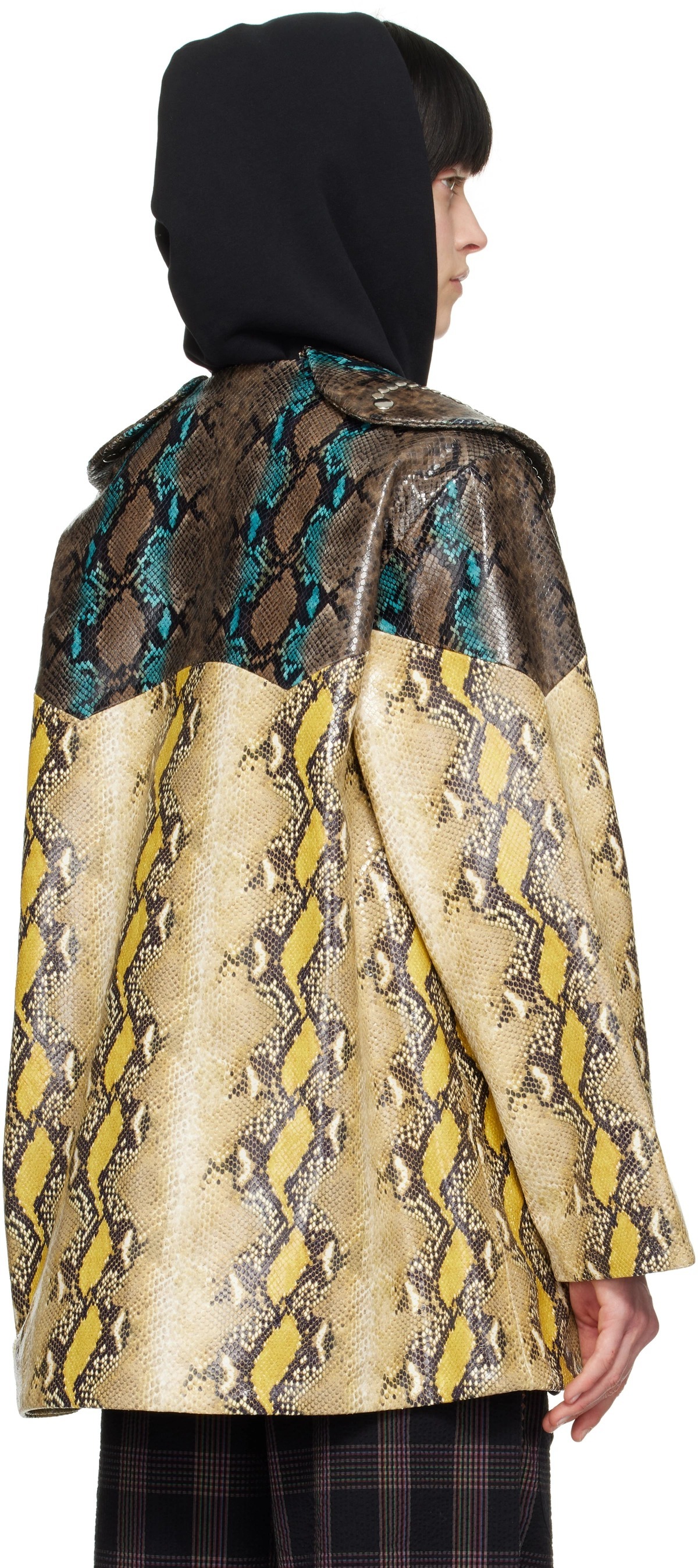 Snake-Embossed Patent Leather Jacket