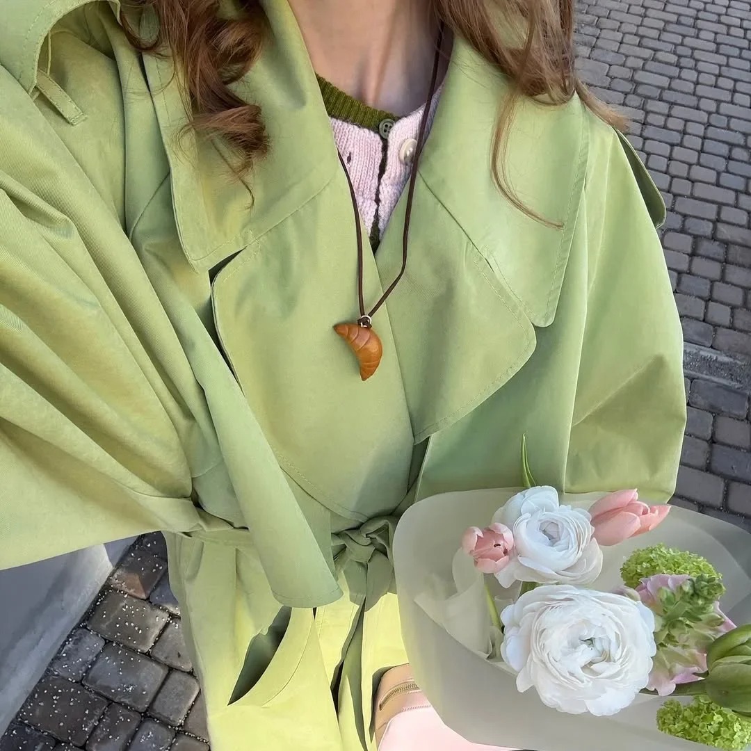 Light Olive Oversized Trench Coat