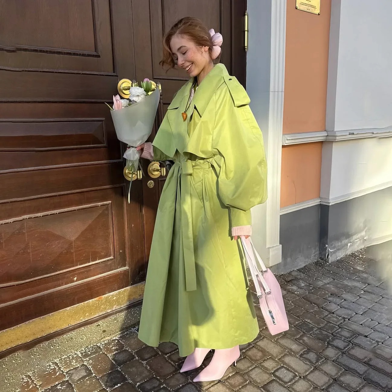 Light Olive Oversized Trench Coat