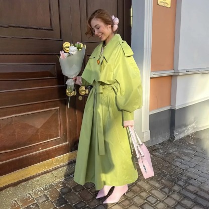 Light Olive Oversized Trench Coat