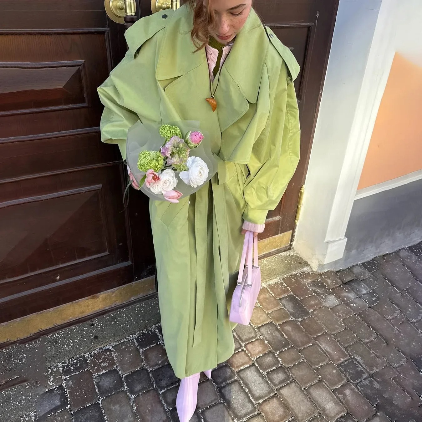 Light Olive Oversized Trench Coat