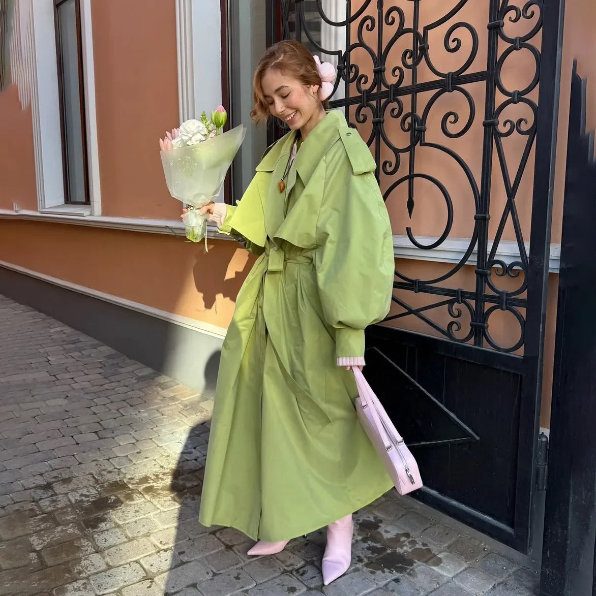 Light Olive Oversized Trench Coat