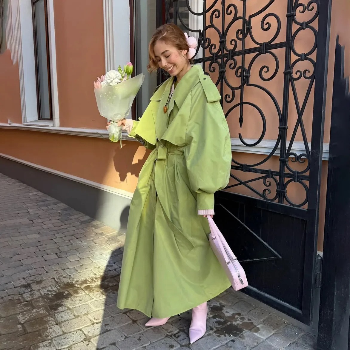 Light Olive Oversized Trench Coat