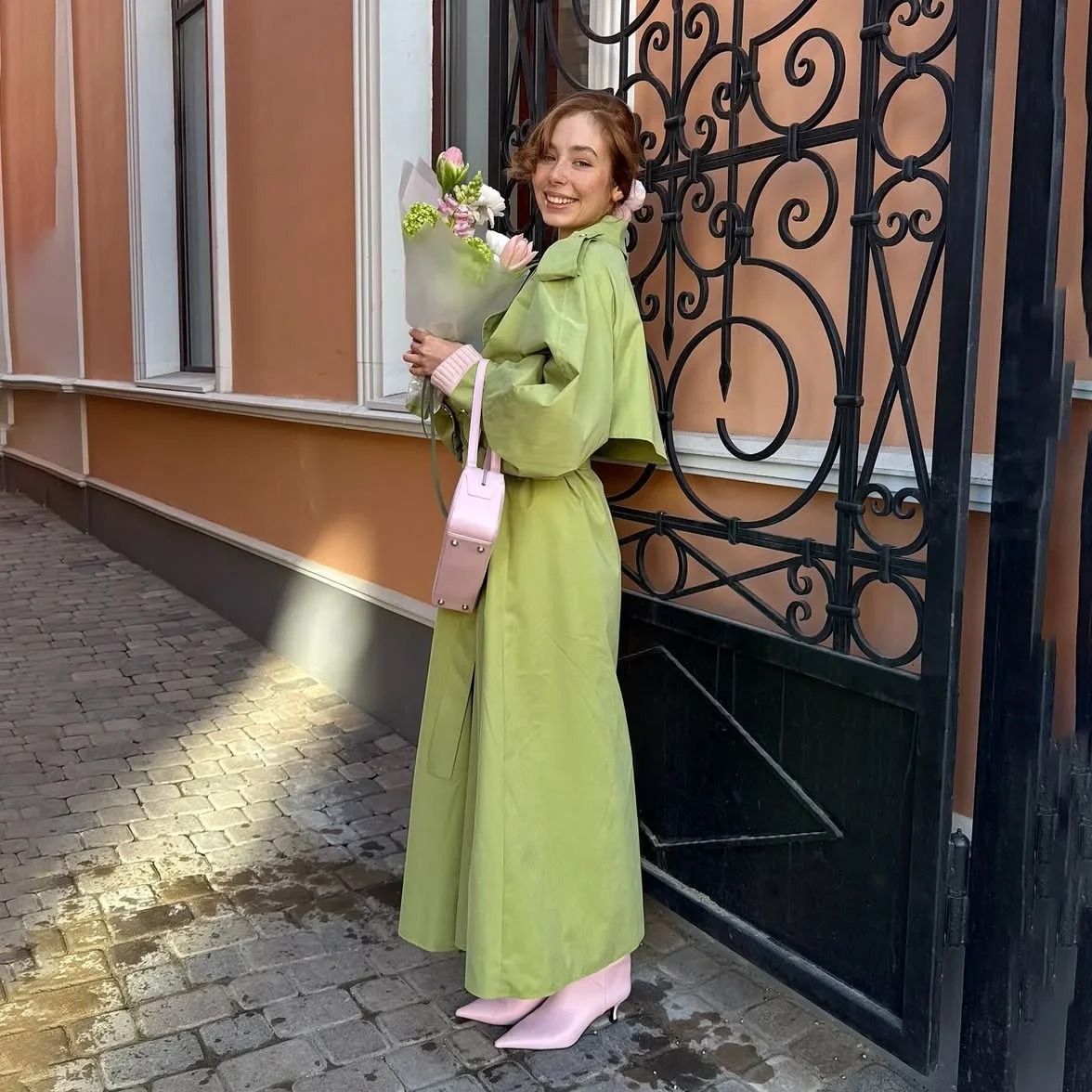 Light Olive Oversized Trench Coat