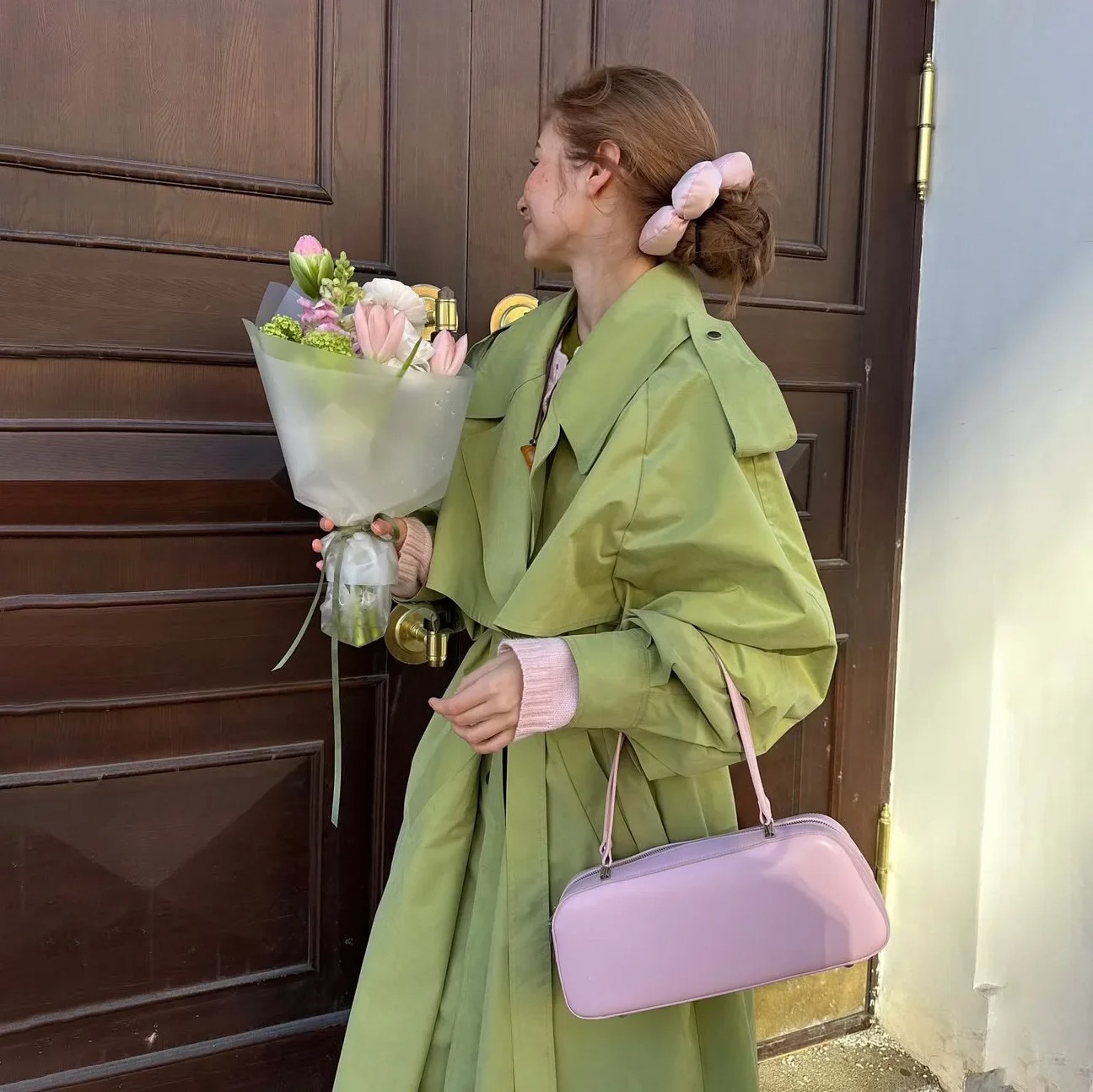 Light Olive Oversized Trench Coat