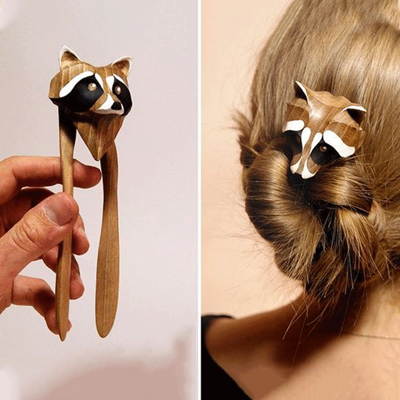 3D Raccoon-Shaped Hairpin