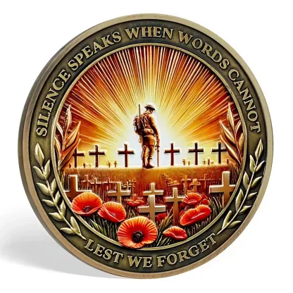 Poppy Remembrance Military Challenge Coin | Honor Fallen Heroes, Uphold “Lest We Forget” Legacy
