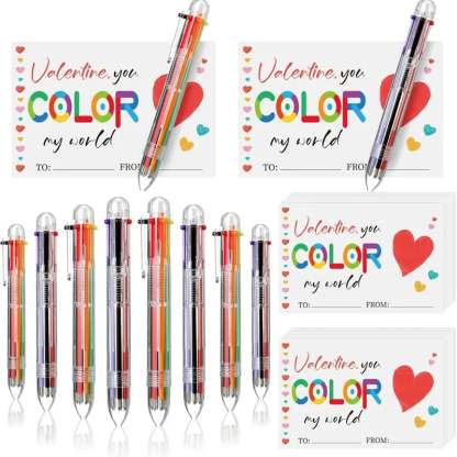 💞Valentine's Day Gifts Set: Multicolor Ballpoint Pen and Shaped Card Cards - Exchange Gift for Student🎁
