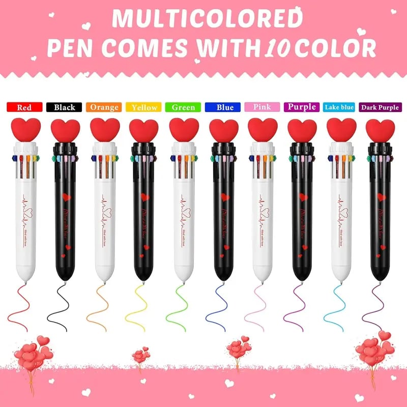 💞Valentine's Day Gifts Set: Multicolor Ballpoint Pen and Shaped Card Cards - Exchange Gift for Student🎁