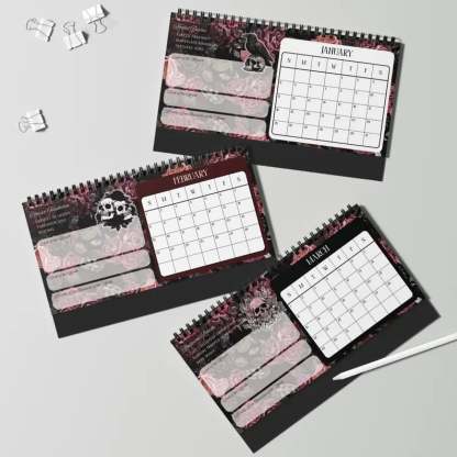 🖤📅Dark Romance 2026 Bookish Desktop Calendar