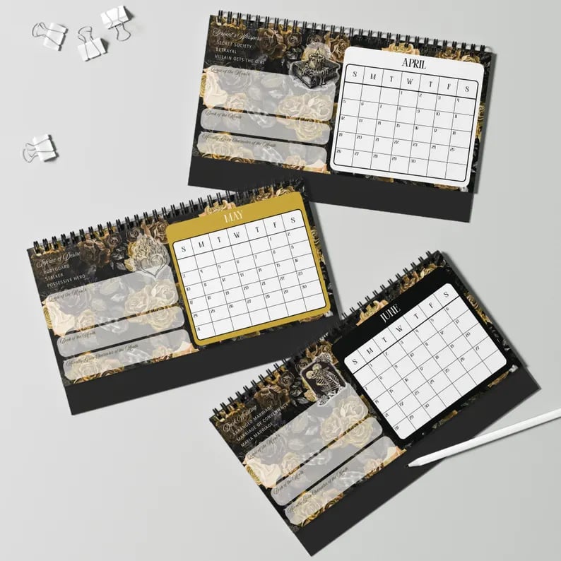 🖤📅Dark Romance 2026 Bookish Desktop Calendar