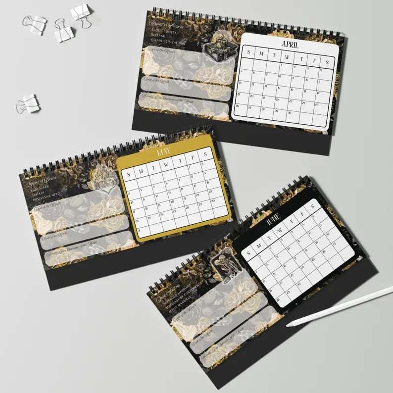 🖤📅Dark Romance 2026 Bookish Desktop Calendar